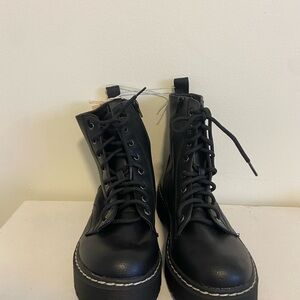 Women's Sincerely Jules Harley Black Combat Boots Zipper And Laces Size 7.5 NWT